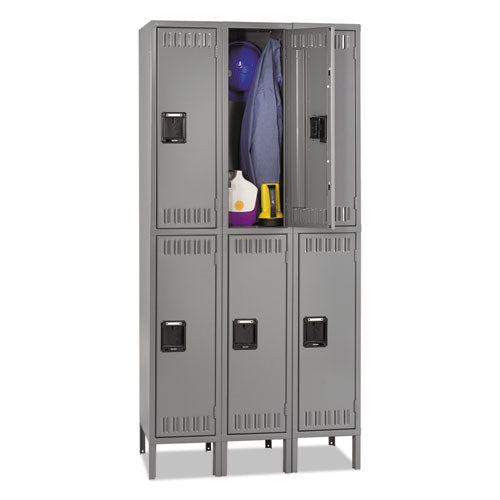Double Tier Locker with Legs, Triple Stack, 36w x 18d x 78h, Medium Gray, Sold as 1 Each