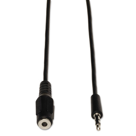 Audio Cables, 6 ft, Black, 3.5 mm Male; 3.5 mm Female, Sold as 1 Each