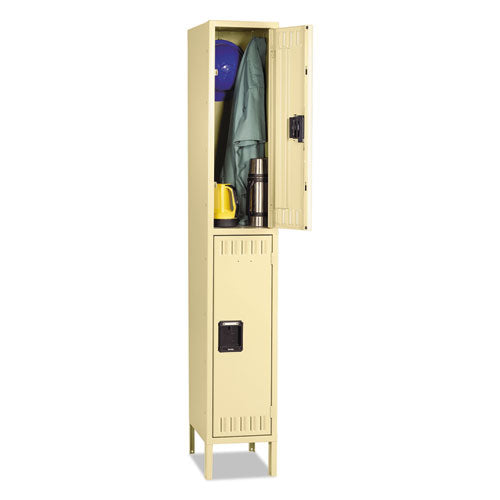 Double Tier Locker with Legs, Single Stack, 12w x 18d x 78h, Sand, Sold as 1 Each