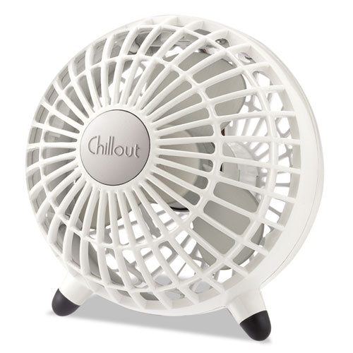 Chillout USB/AC Adapter Personal Fan, White, 6"Diameter, 1 Speed, Sold as 1 Each