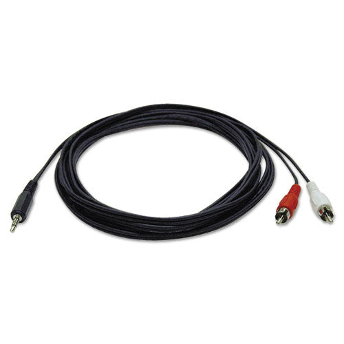Audio Cables, 6 ft, Black, 3.5 mm Male; Two RCA Male, Sold as 1 Each