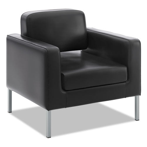 VL887 Lounge Seating Series Club Chair, Black Leather, Sold as 1 Each