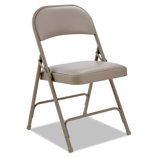 Steel Folding Chair with Two-Brace Support, Padded Back/Seat, Tan, 4/Carton, Sold as 1 Carton, 4 Each per Carton 