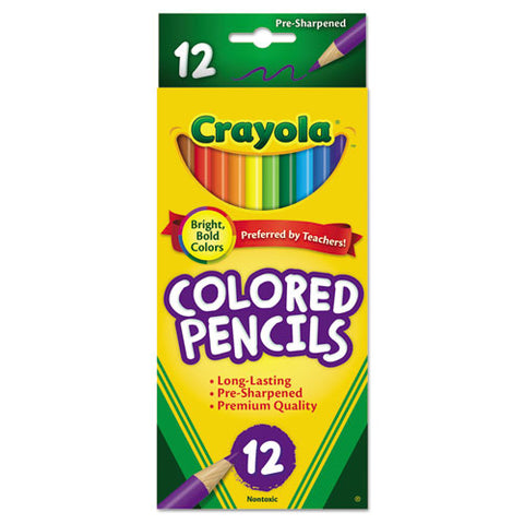 Crayola - Long Barrel Colored Woodcase Pencils, 3.3 mm, Assorted Colors, 12/Set, Sold as 1 ST