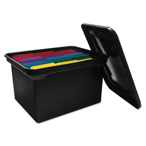 Advantus - File Tote Storage Box w/Lid, Legal/Letter, Plastic, Black, Sold as 1 EA