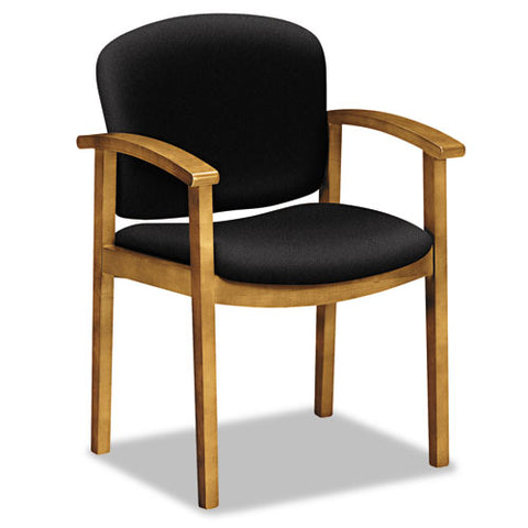 2111 Invitation Reception Series Wood Guest Chair, Harvest/Solid Black Fabric, Sold as 1 Each