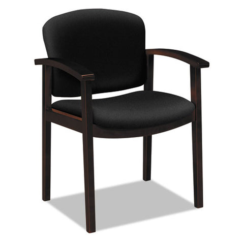 2111 Invitation Reception Series Wood Guest Chair, Mahogany/Solid Black Fabric, Sold as 1 Each