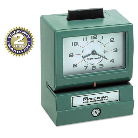 Acroprint - Model 125 Analog Manual Print Time Clock with Month/Date/0-12 Hours/Minutes, Sold as 1 EA