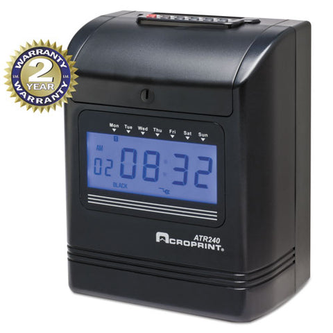 ATR240 Top Loading Time Clock, Black/Red Ink, 8 x 6 x 10, Black, Sold as 1 Each