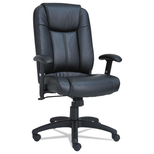 CC Series Executive High-Back Swivel/Tilt Leather Chair, Black, Sold as 1 Each