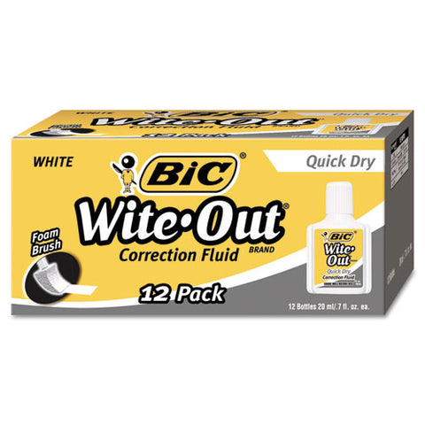 BIC - Wite-Out Quick Dry Correction Fluid, 20 ml Bottle, White, 12/Pack, Sold as 1 DZ