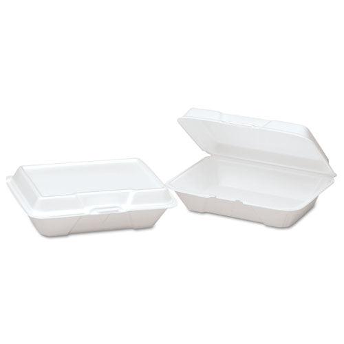 Foam Hinged Carryout Container, Shallow, 9-1/5x6-1/2x2-8/9, White, 100/BG, 2/CT, Sold as 1 Carton, 200 Each per Carton 