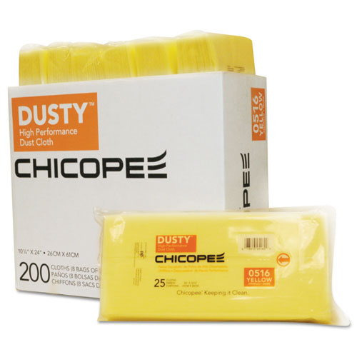 Disposable Dust Cloths, 10 1/4 x 24, Yellow, Rayon/Poly, 25/Bag, 12 Bag/Carton, Sold as 1 Carton, 8 Package per Carton 