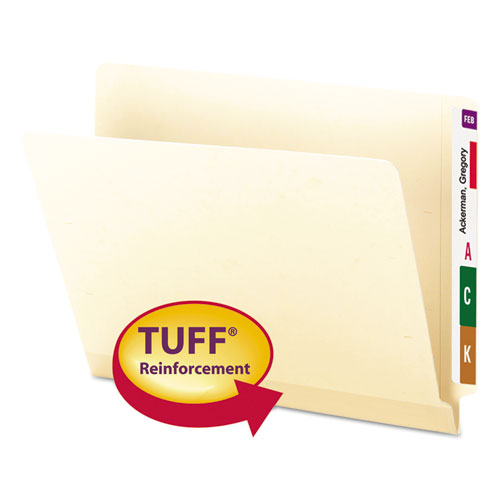 Tuff Laminated End Tab Folder, 1/2 Cut Tab, 3/4" Exp, Manila, Letter, 100/BX, Sold as 1 Box, 100 Each per Box 
