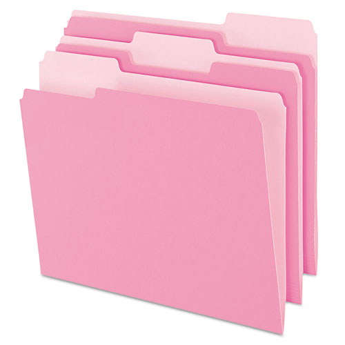 Colored File Folders, 1/3 Cut Top Tab, Letter, Pink/Light Pink, 100/Box, Sold as 1 Box, 100 Each per Box 
