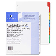 Sparco Table of Contents Index Divider, Sold as 1 Set