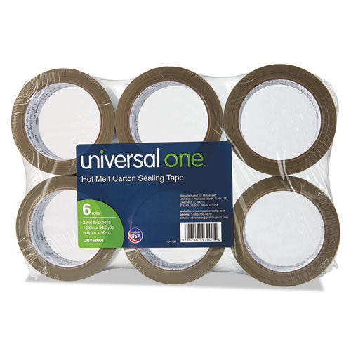 Universal - Heavy-Duty Box Sealing Tape, 2-inch x 55 yards, 3-inch Core, Tan, 6/Box, Sold as 1 PK