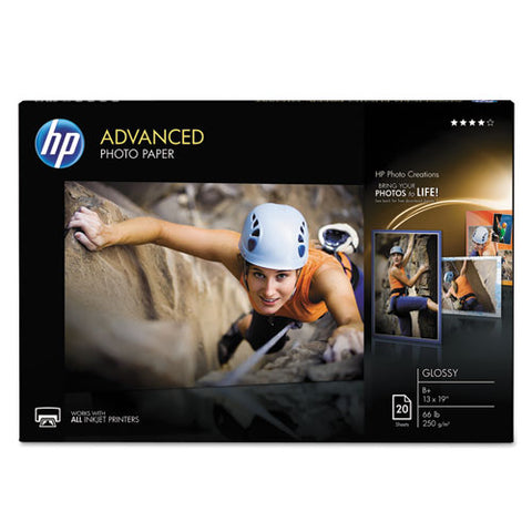 HP - Advanced Photo Paper, 66 lbs., Glossy, 13 x 19, 20 Sheets/Pack, Sold as 1 PK