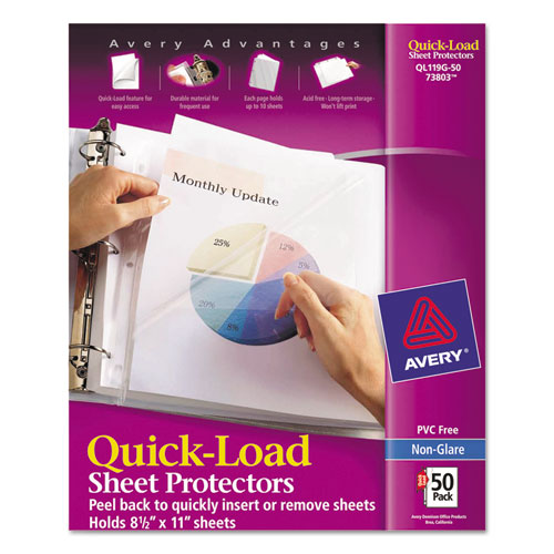 Quick Top & Side Loading Sheet Protectors, Letter, Non-Glare, 50/Box, Sold as 1 Box, 50 Each per Box 
