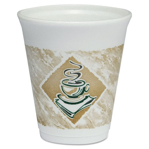 Caf? G Foam Hot/Cold Cups, 8oz, White w/Brown & Green, 1000/Carton, Sold as 1 Carton, 1000 Each per Carton 