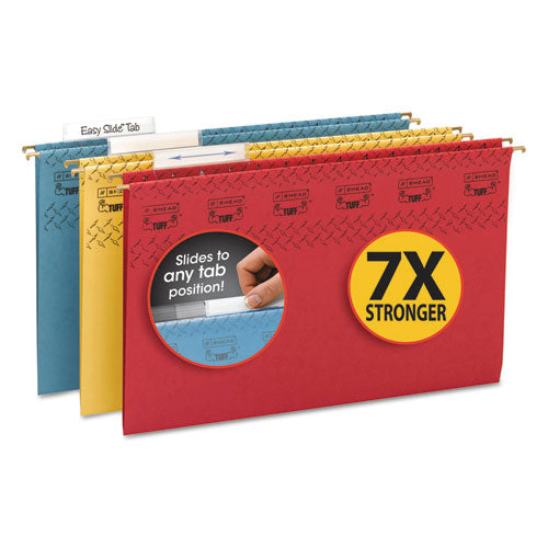 Smead - Tuff Hanging Folder with Easy Slide Tab, Legal, Assorted,15/Box, Sold as 1 BX