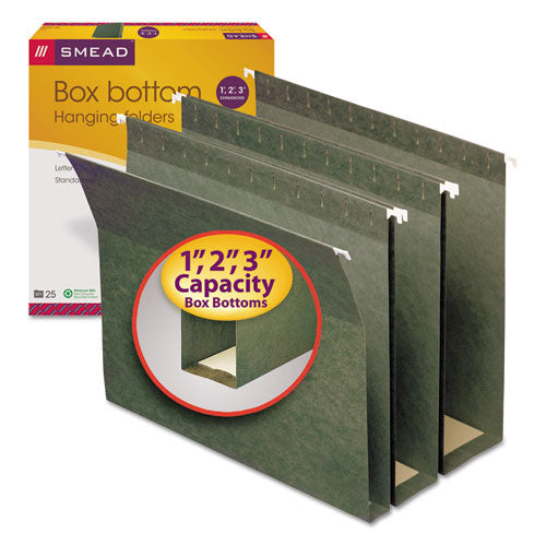Smead - Three Inch Expansion Box Bottom Hanging File Folders, Letter, Green, 25/Box, Sold as 1 BX