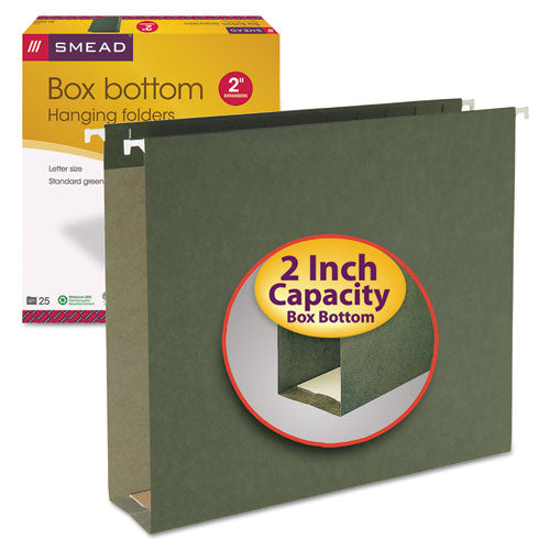 Smead - 2-inch Capacity Box Bottom Hanging File Folders, Letter, Green, 25/Box, Sold as 1 BX