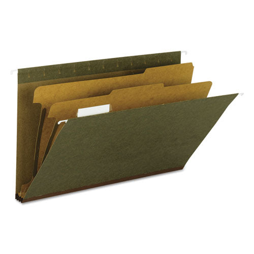 Hanging File Folder, 2 Dividers, Legal, 2" Exp, 1/5 Tab, Standard Green, 10/BX, Sold as 1 Box, 10 Each per Box 