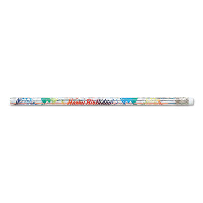 Decorated Wood Pencil, Happy Birthday From Your Teacher, HB#2, Silver, Dozen, Sold as 1 Dozen