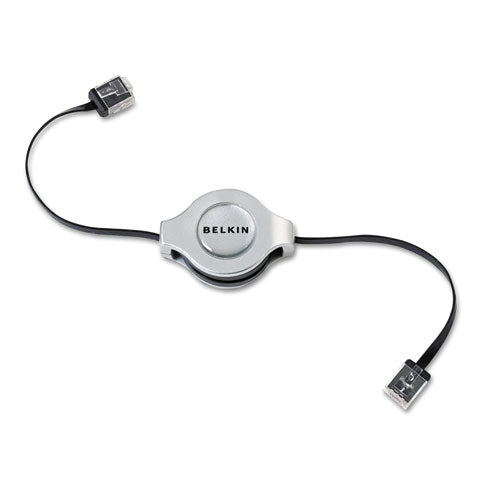 Belkin - Retractable CAT5e Networking Cable, RJ45 Connectors, 3 3/5 ft., Gray, Sold as 1 EA