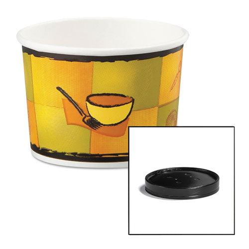 Soup Food Containers w/Vented Lids, Streetside Pattern, 12 oz, 250/Carton, Sold as 250 Each