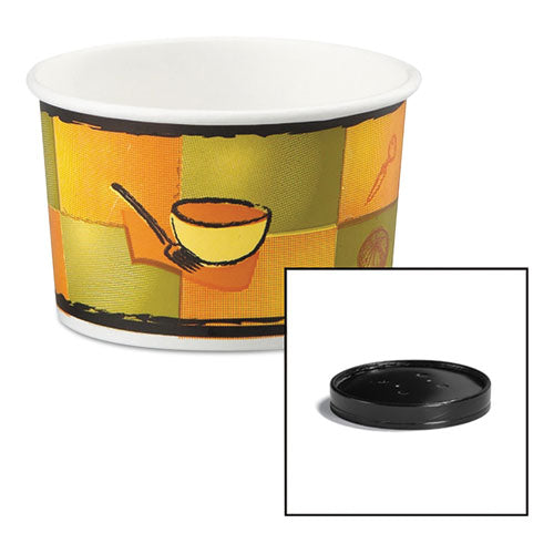 Soup Food Containers w/Vented Lids, Streetside Pattern, 8/10 oz, 250/Carton, Sold as 250 Each