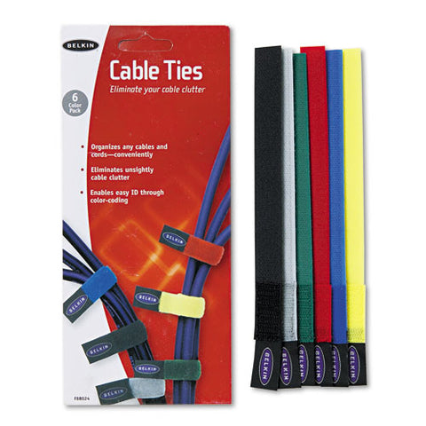 Belkin - Multicolored Cable Ties, 6/Pack, Sold as 1 PK