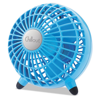 Chillout USB/AC Adapter Personal Fan, Teal, 6"Diameter, 1 Speed, Sold as 1 Each
