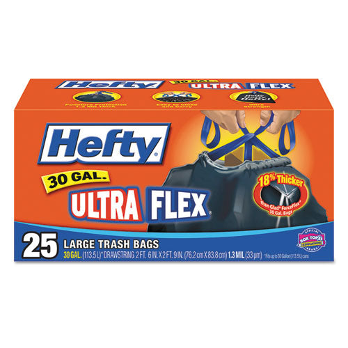 Ultra Flex Waste Bags, 30gal, 30 x 33, 1.3mil, Black, 25/Box, 6 Boxes/Carton, Sold as 1 Carton, 150 Each per Carton 