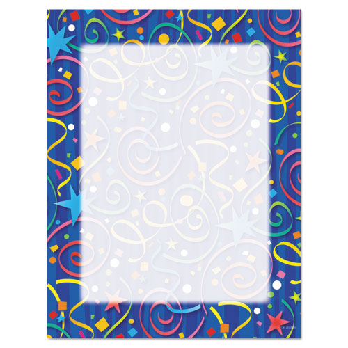 Design Paper, 24 lbs., Star Confetti, 8 1/2 x 11, Royal Blue, 100/Pack, Sold as 1 Package