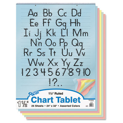 Pacon - Colored Chart Tablet, Ruled, 24 x 32, YW/Pink/Salmon/BE/GN, 25 Sheets/Pad, Sold as 1 EA