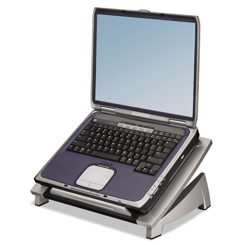 Office Suites Laptop Riser, 15 1/8 x 11 3/8 x 4 1/2-6 1/2, Black/Silver, Sold as 1 Each