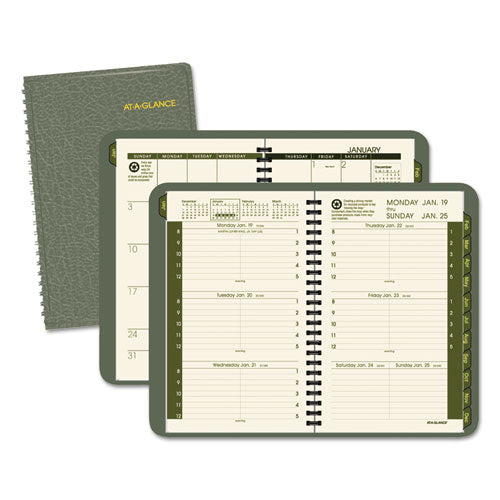 AT-A-GLANCE - Recycled Weekly/Monthly Appointment Book, Green, 4 7/8-inch x 8-inch, Sold as 1 EA