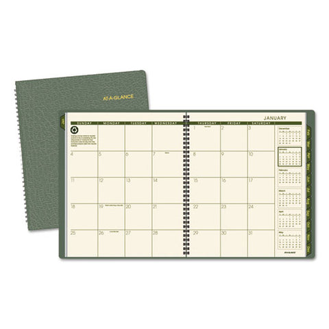 AT-A-GLANCE - Recycled Monthly Planner, Green, 9-inch x 11-inch, Sold as 1 EA