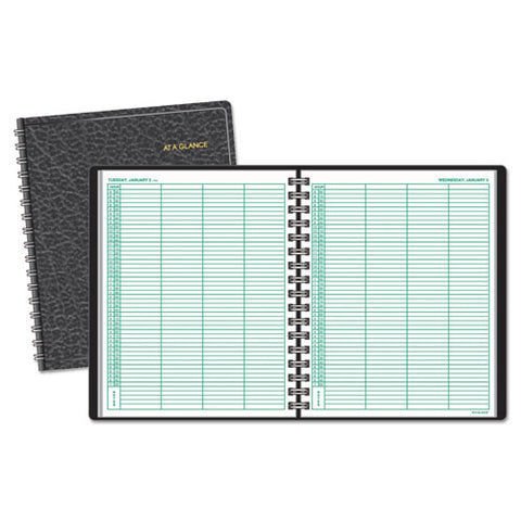 AT-A-GLANCE - Recycled Four-Person Group Daily Appointment Book, Black, 8-inch x 10 7/8-inch, Sold as 1 EA