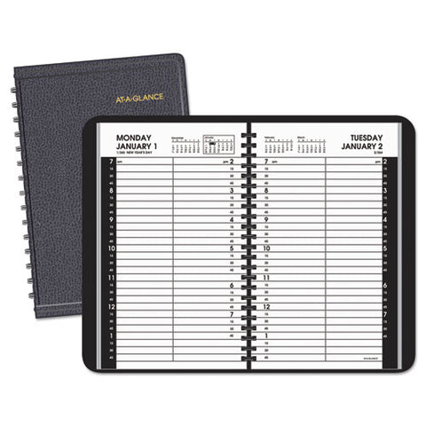 AT-A-GLANCE - Recycled Daily Appointment Book, Black, 4 7/8-inch x 8-inch, Sold as 1 EA