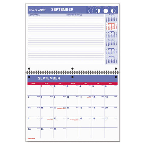 AT-A-GLANCE - Recycled Monthly Desk/Wall Calendar, 11-inch x 8-inch, Sold as 1 EA