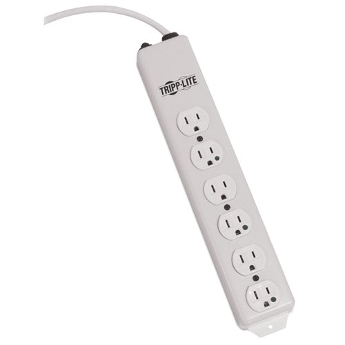 Power Strip for Nonpatient Care Areas, 6 Outlets, 6 ft Cord, White, Sold as 1 Each