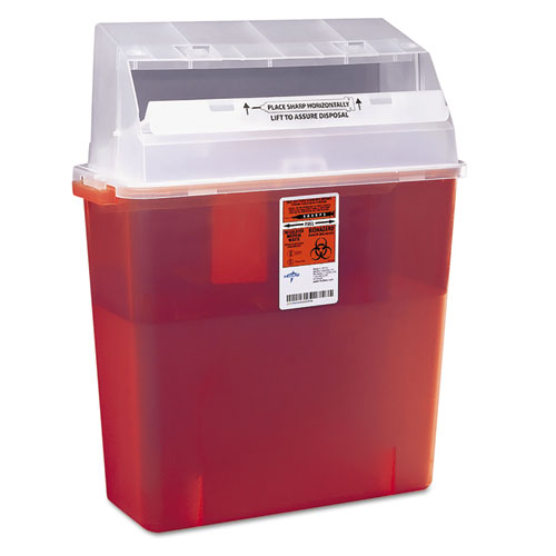 Medline - Sharps Container for Patient Room, Plastic, 3 Gallon, Rectangular, Red, Sold as 1 EA
