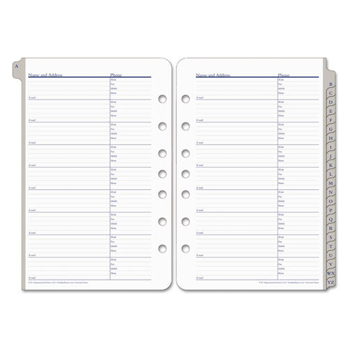 FranklinCovey - Address/Phone Refill for Organizer, A-Z Tabs, 5-1/2 x 8-1/2, Sold as 1 EA