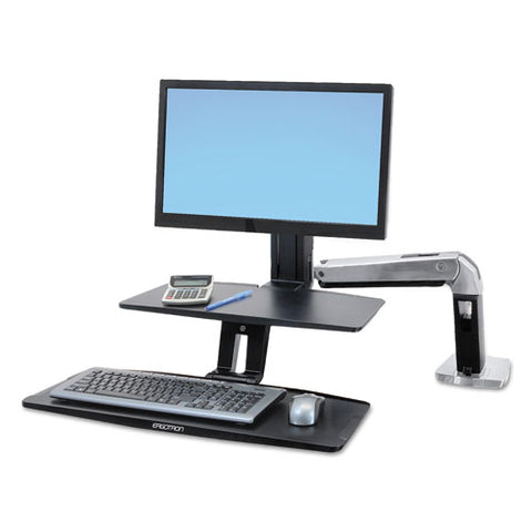 WorkFit-A Sit-Stand Workstation w/Suspended Keyboard, Single HD, Black, Sold as 1 Each