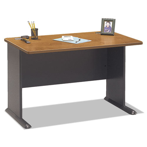 Bush - Series A Workstation Desk, 48w x 26-7/8d x 29-7/8h, Natural Cherry/Slate Gray, Sold as 1 EA