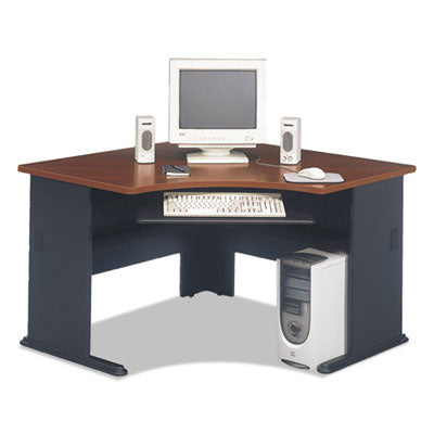 Bush - Series A Corner Desk, 47-1/4w x 47-1/4d x 29-7/8h, Hansen Cherry/Galaxy, Sold as 1 EA