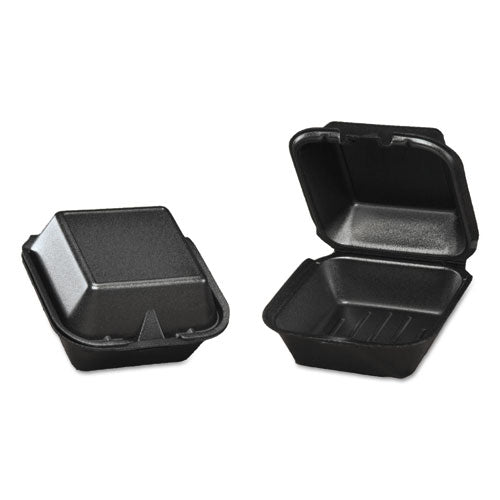Foam Hinged Carryout Container, 5-13/16x5-11/16x3-1/8, Black, 125/Bag, Sold as 1 Carton, 500 Each per Carton 